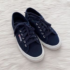 Superga Navy Blue Canvas Classic Sneakers